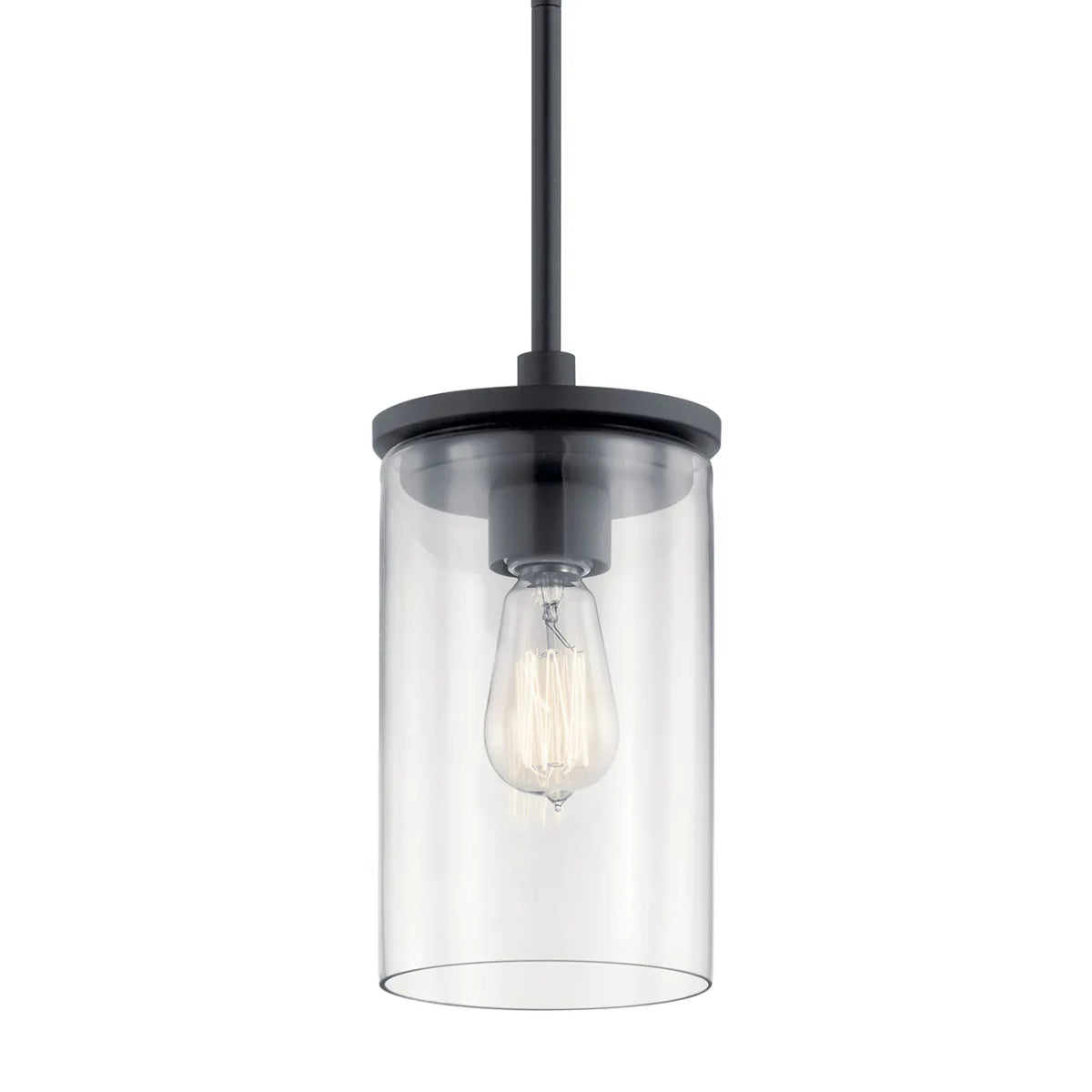 Crosby 11" 1-Light Mini Pendant Light with Clear Glass, Black Finish - Bees Lighting