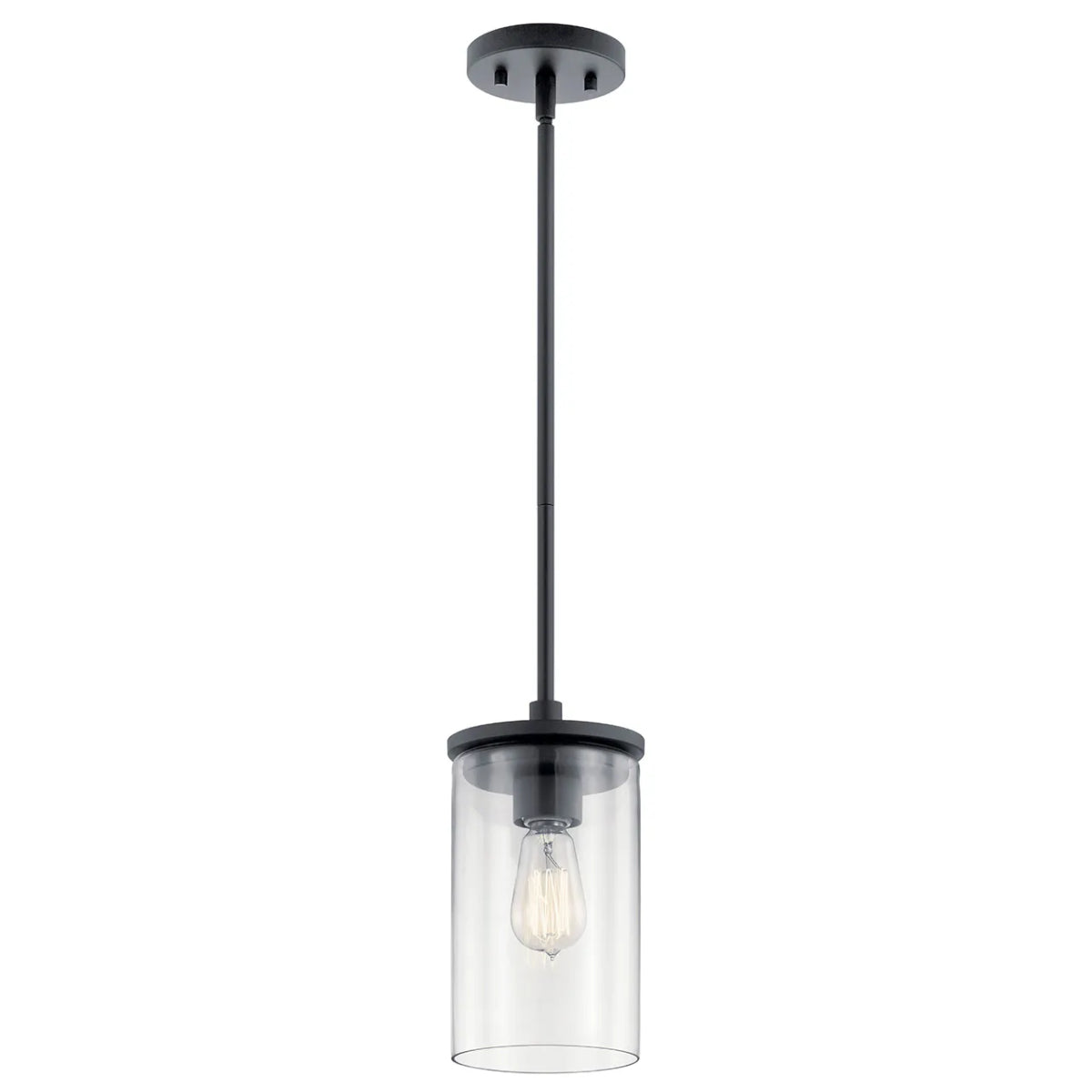 Crosby 11" 1-Light Mini Pendant Light with Clear Glass, Black Finish - Bees Lighting
