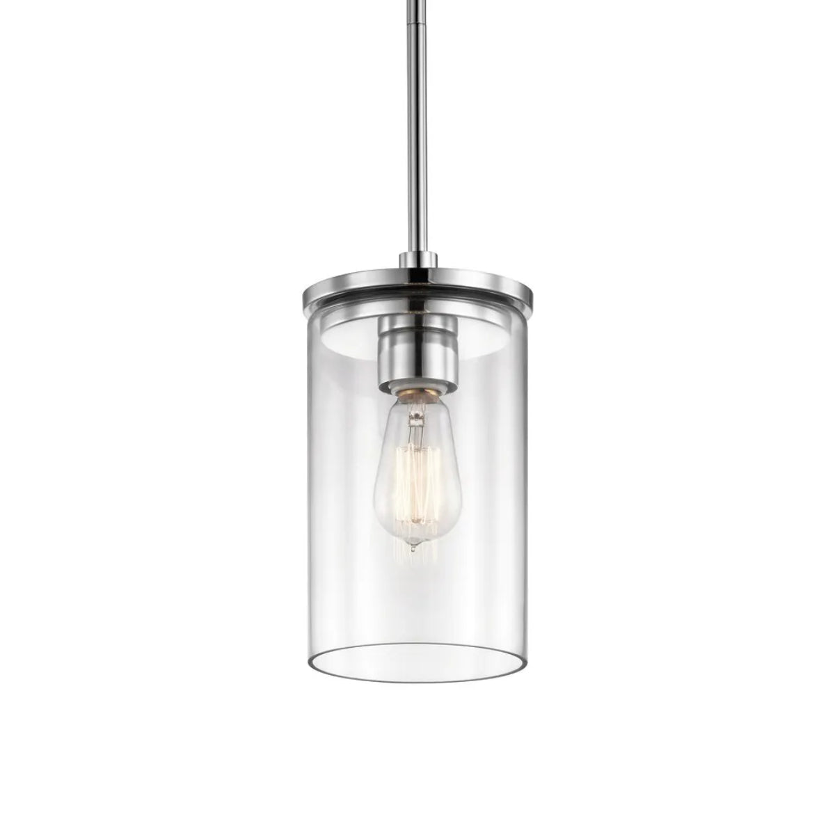 Crosby 11" 1-Light Mini Pendant Light with Clear Glass, Chrome Finish - Bees Lighting