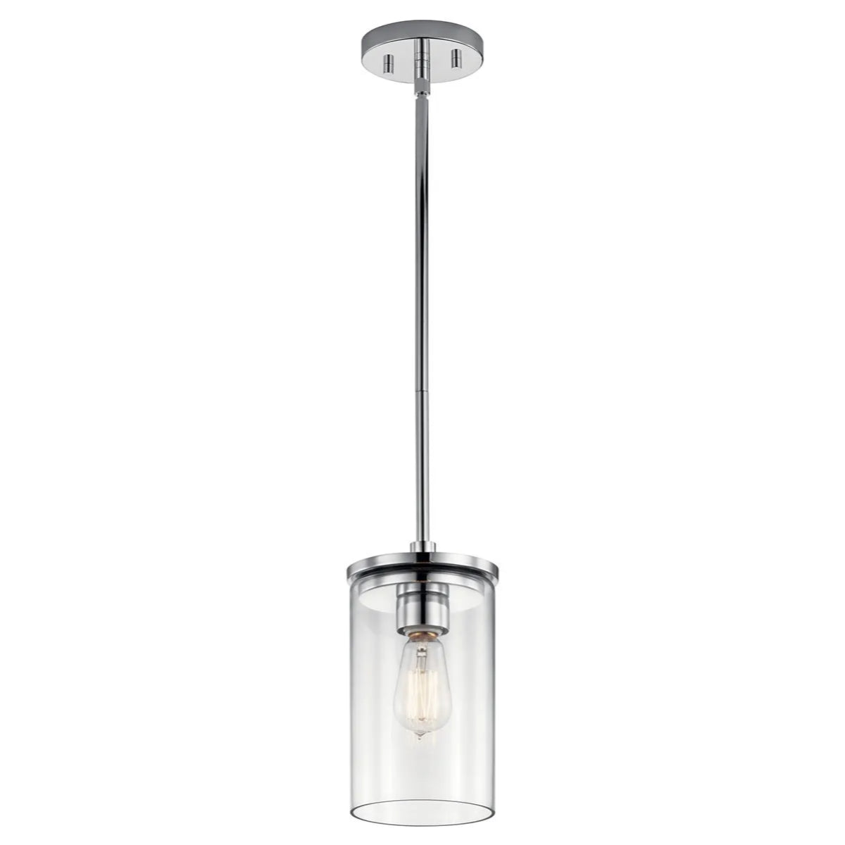 Crosby 11" 1-Light Mini Pendant Light with Clear Glass, Chrome Finish - Bees Lighting