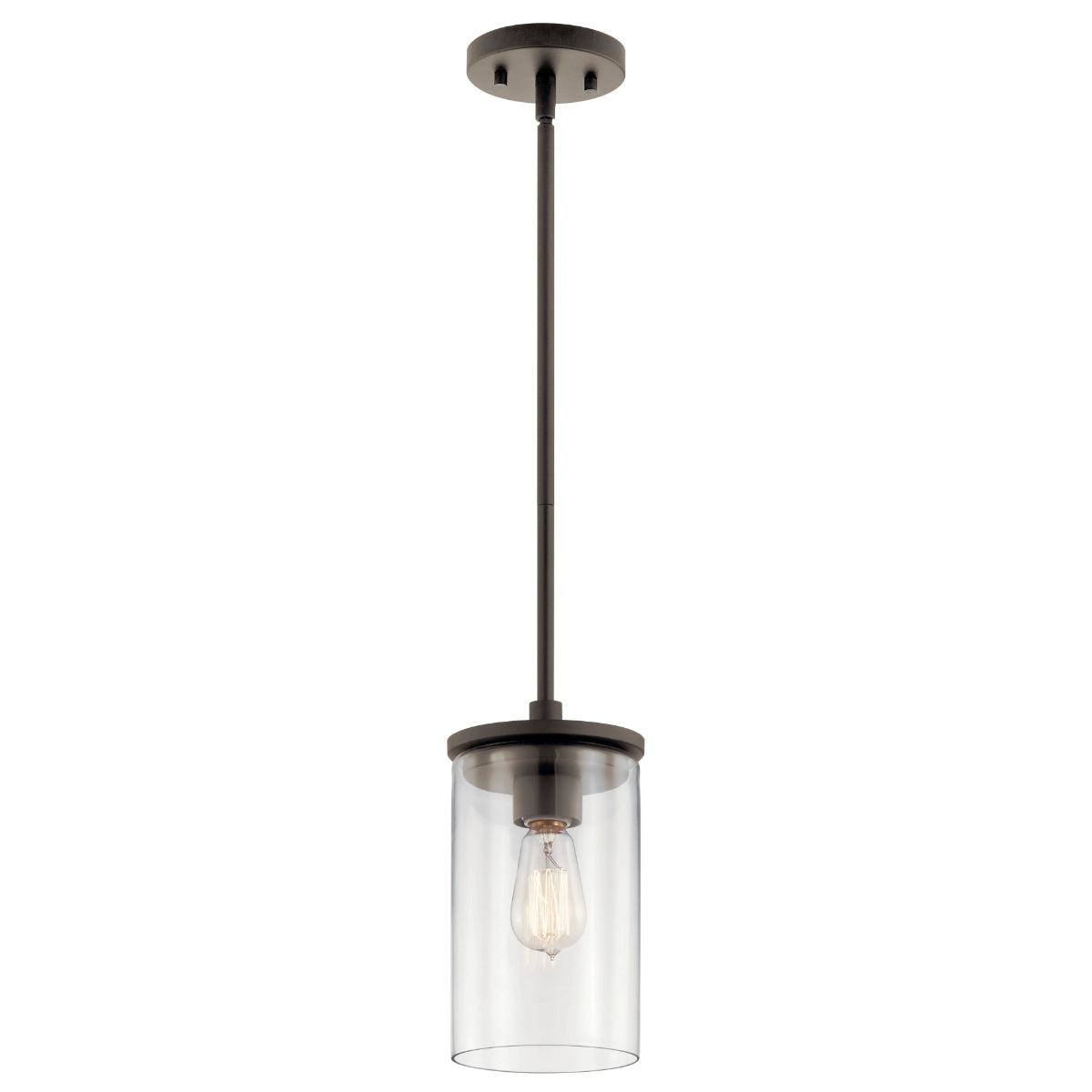Crosby 11" 1-Light Mini Pendant Light with Clear Glass, Olde Bronze Finish - Bees Lighting