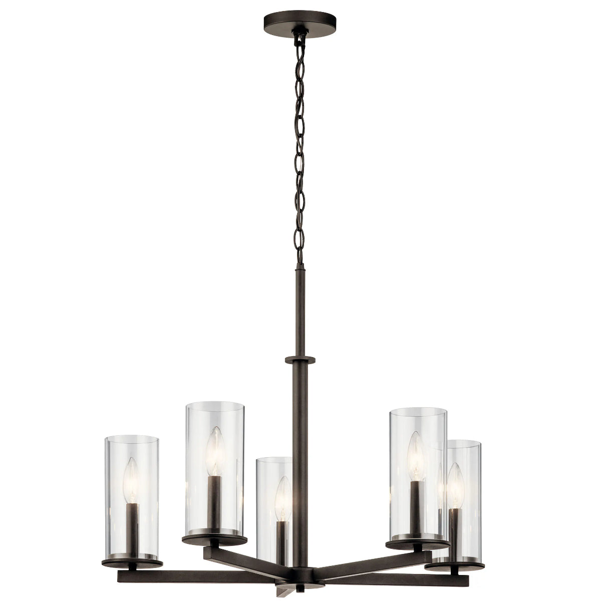 Crosby 26" 5-Light Chandelier 1-Tier with Clear Glass, Olde bronze Finish - Bees Lighting