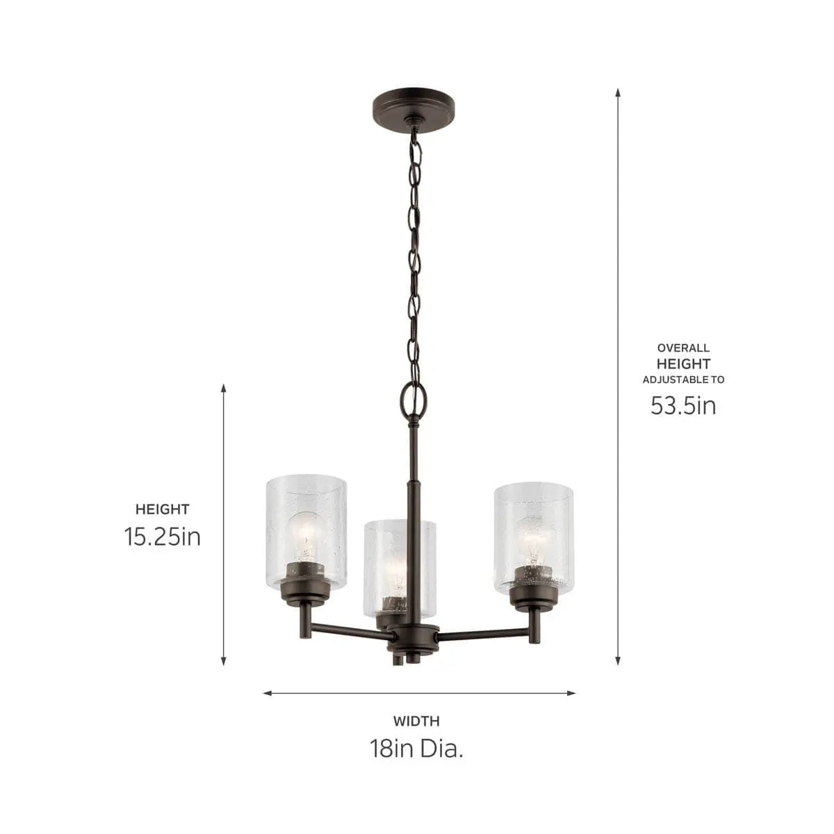 Winslow 18" 3-Light Chandelier, Olde Bronze Finish - Bees Lighting