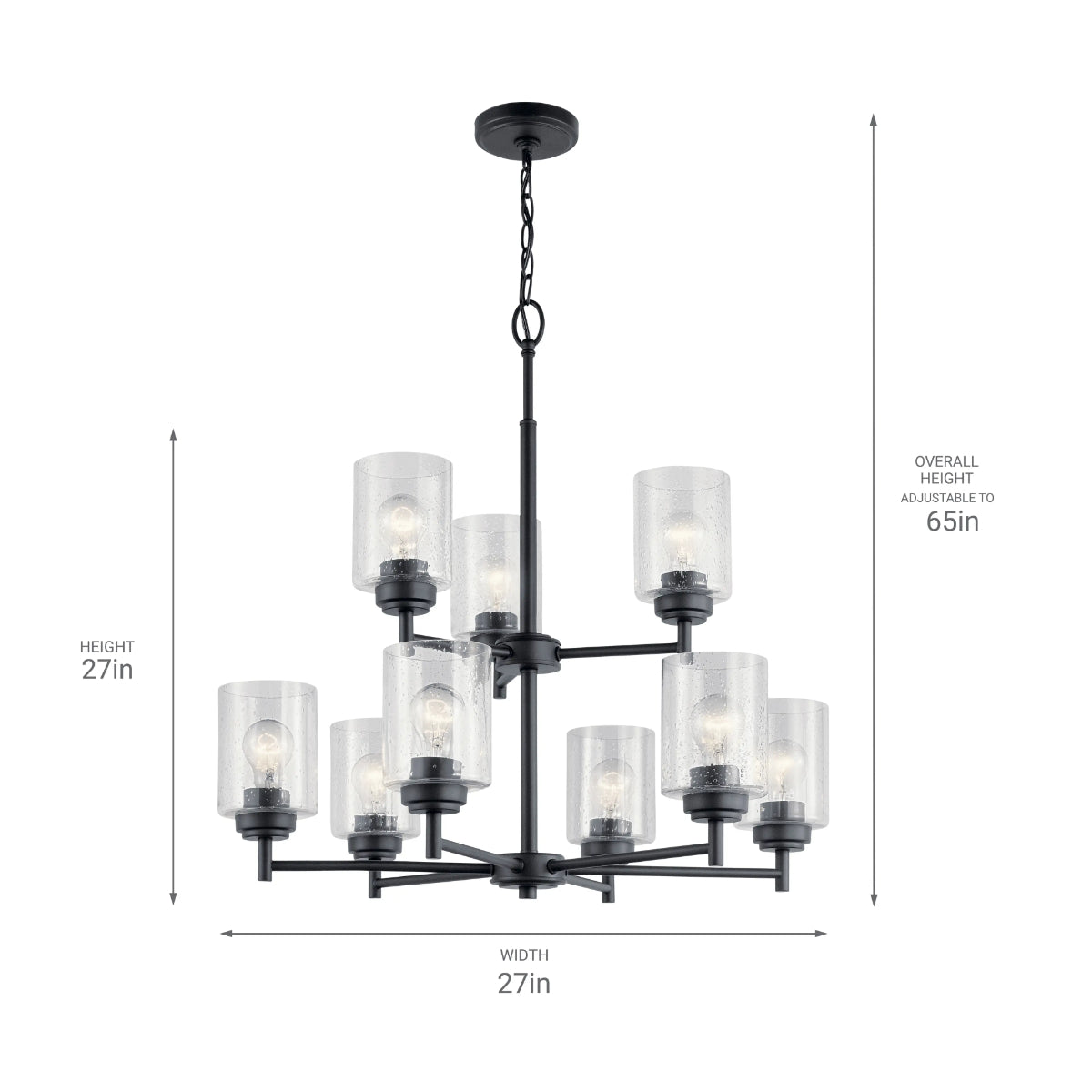 Winslow 27" 9-Light Chandelier, Black Finish - Bees Lighting