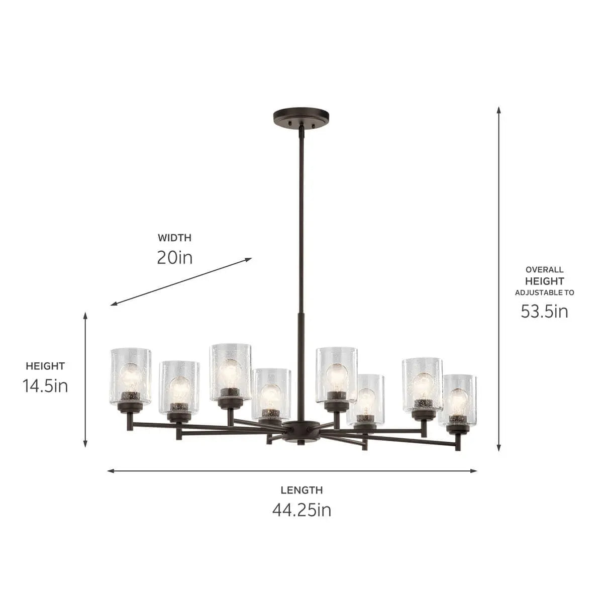 Winslow 45" 8-Light Chandelier, Olde Bronze Finish - Bees Lighting