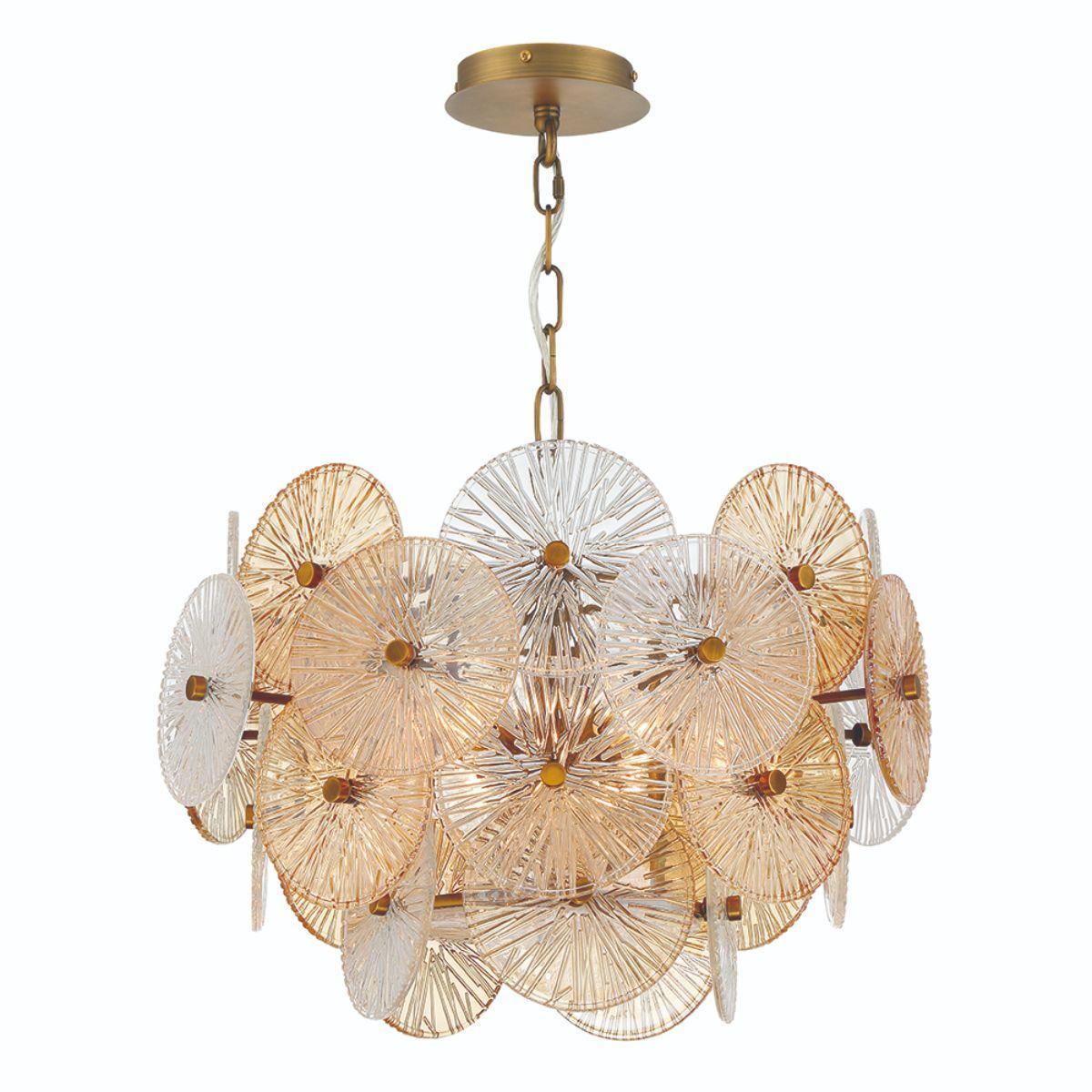 Sue-Anne 20 in. 6 Lights Chandelier Brass Finish - Bees Lighting