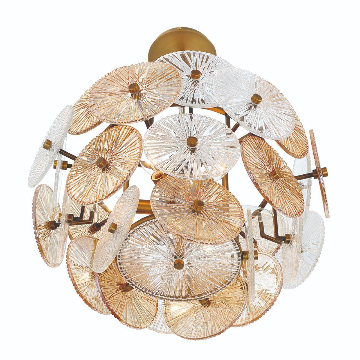 Sue-Anne 20 in. 6 Lights Chandelier Brass Finish - Bees Lighting