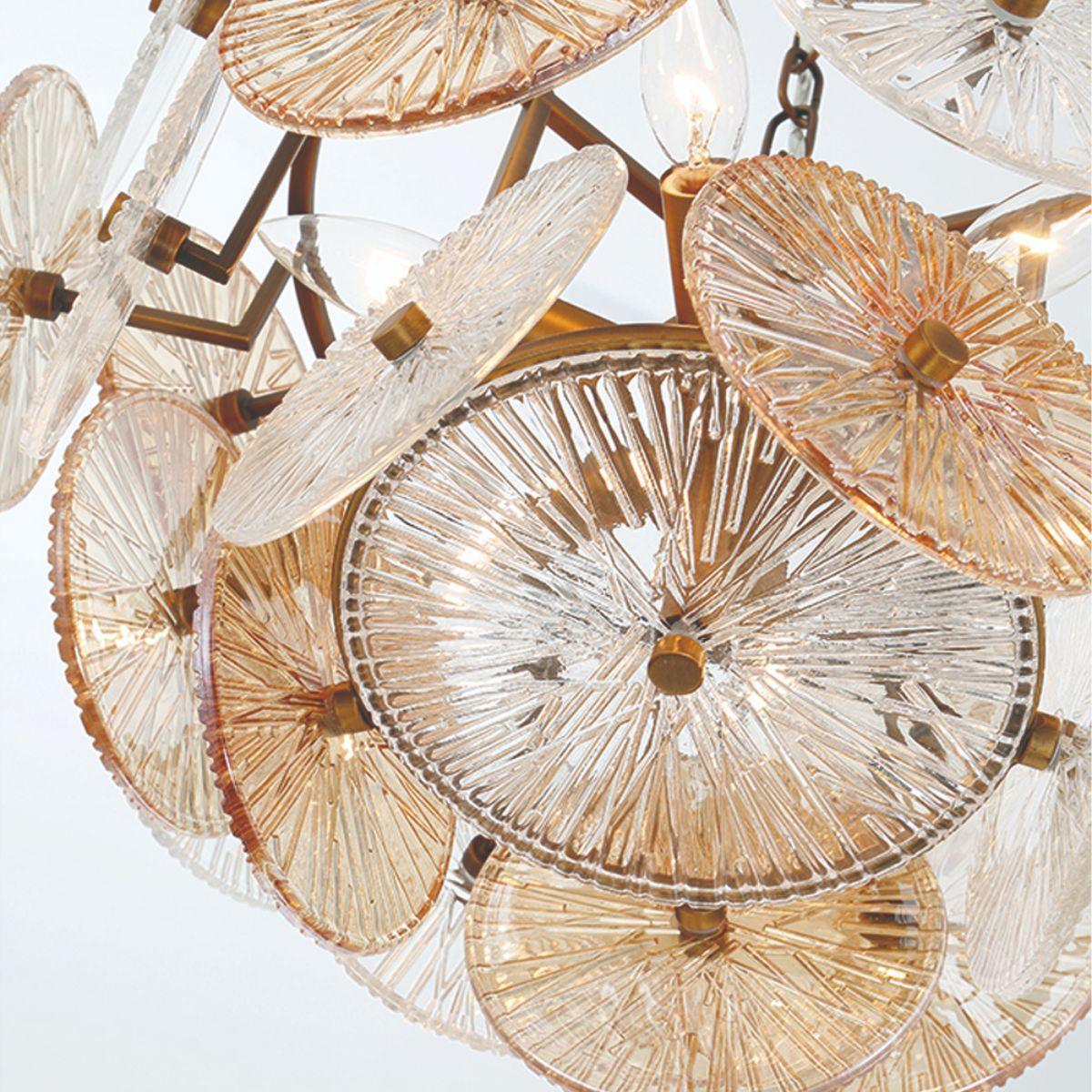 Sue-Anne 20 in. 6 Lights Chandelier Brass Finish - Bees Lighting