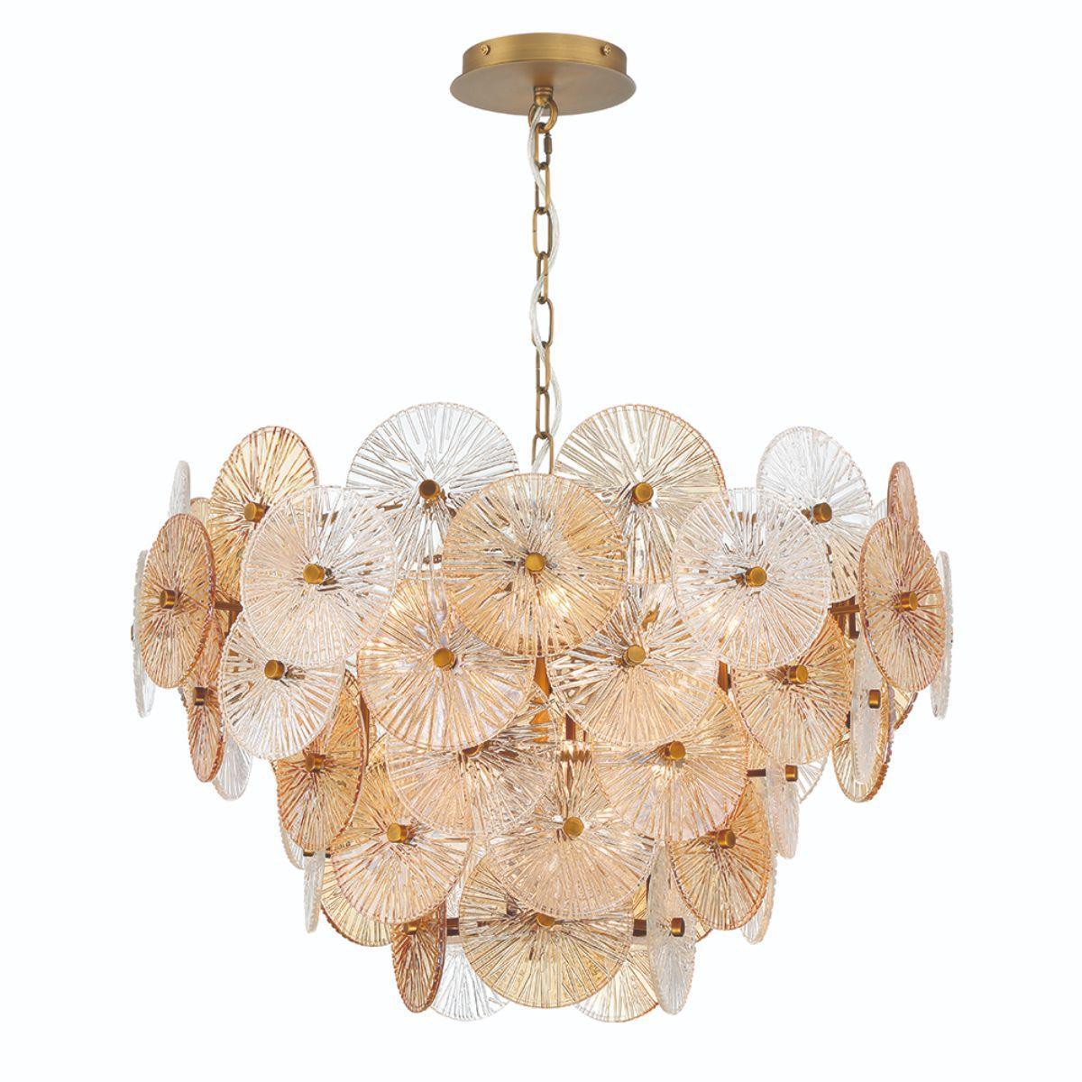 Sue-Anne 30 in. 12 Lights Chandelier Brass Finish - Bees Lighting
