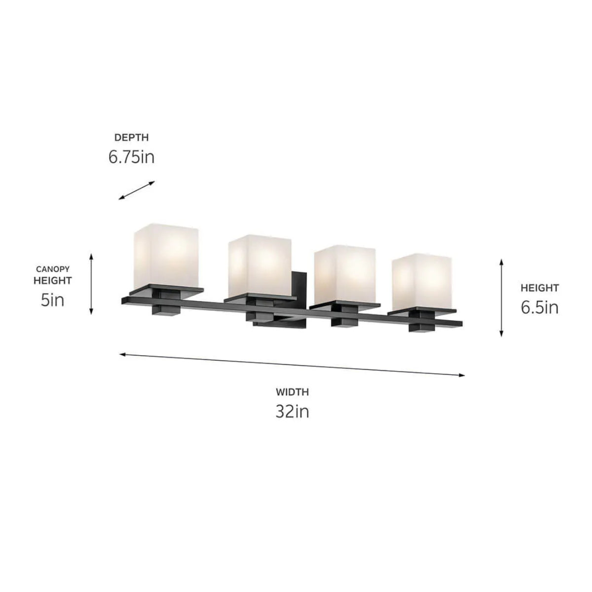 Tully 32 in 4 Lights Bathroom Vanity Light Black Finish - Bees Lighting