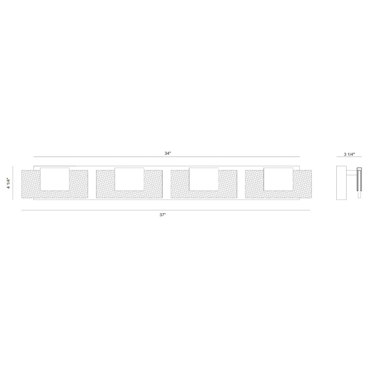 Kasha 4 Lights 37 in. LED Vanity Light Chrome & Nickel Finish - Bees Lighting