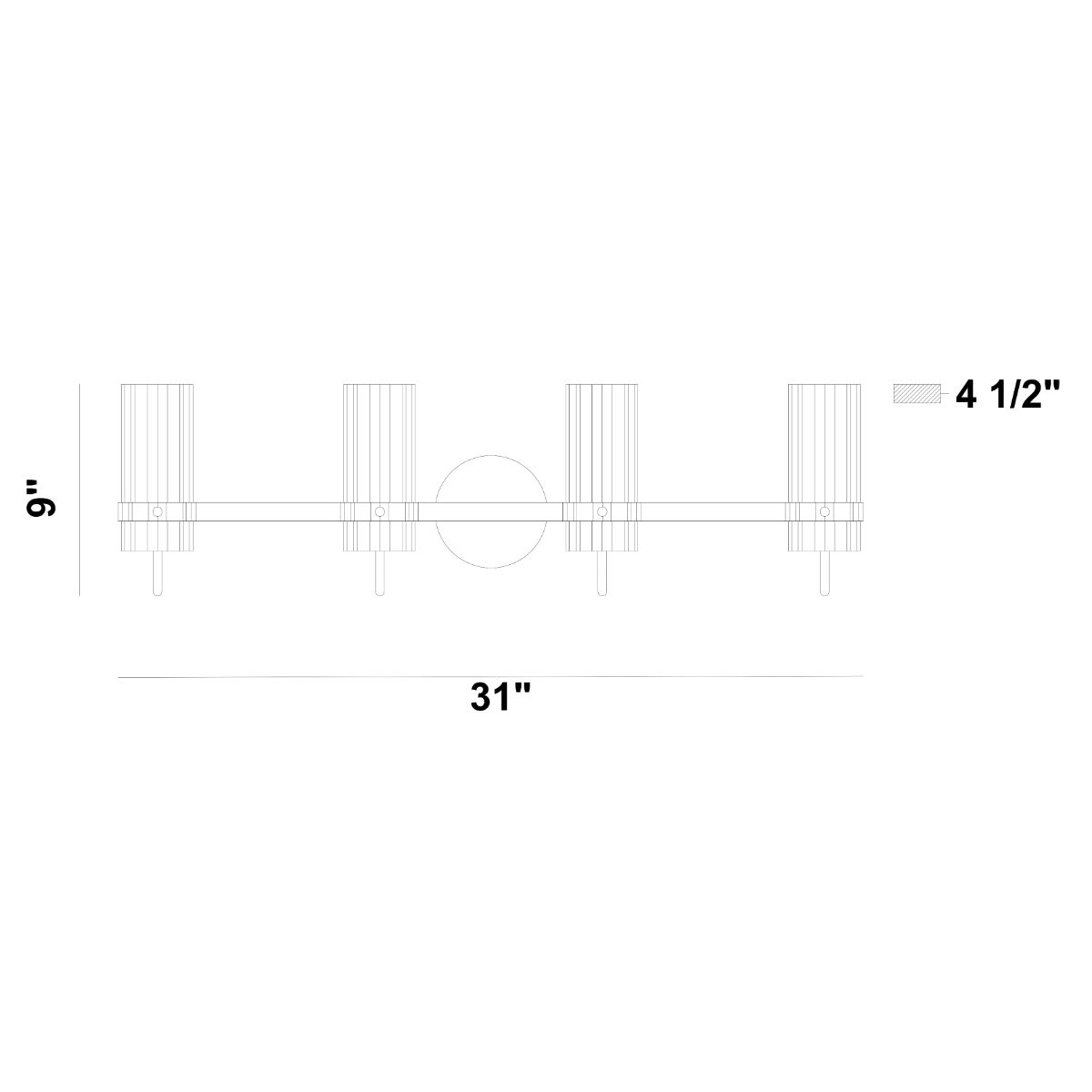 Brook 31 in. 4 Lights Vanity Light Brass Finish - Bees Lighting