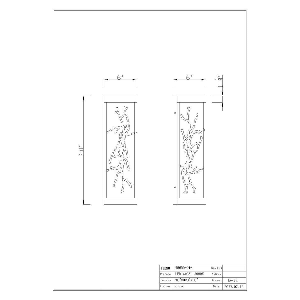 Aerie 4 Lights 20 in. LED Wall Light Black Finish - Bees Lighting