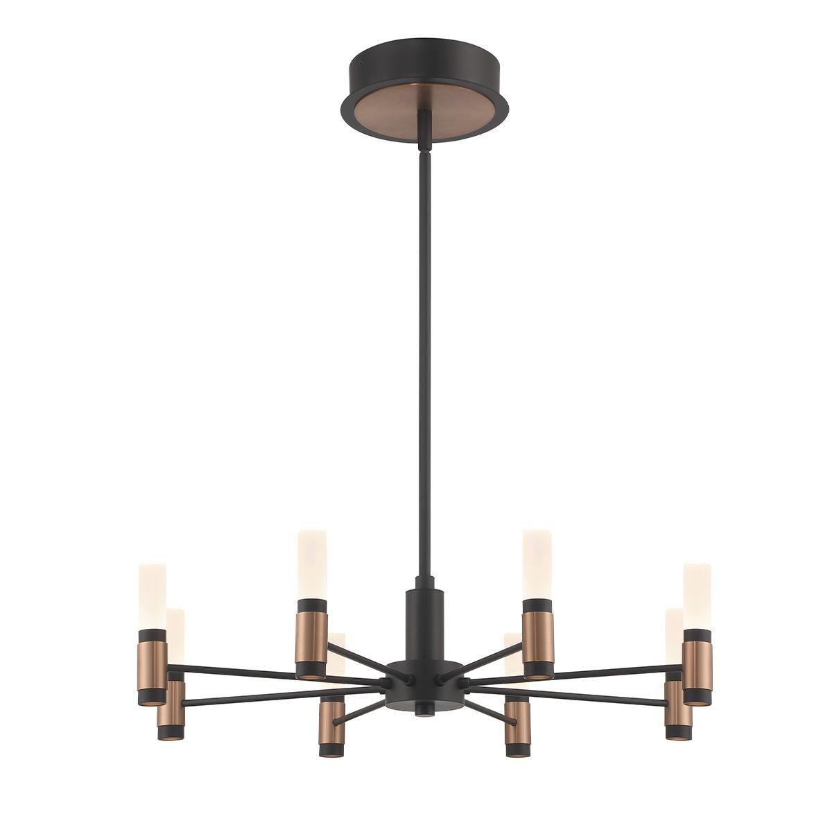 Albany 8 Lights 24 in. LED Chandelier Black & Brass Finish - Bees Lighting