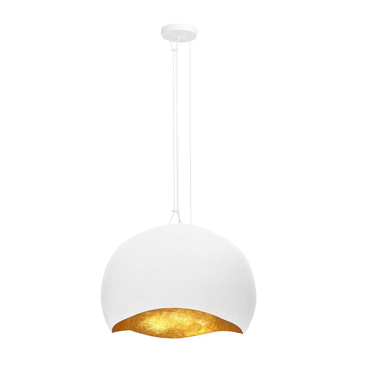 Baleia 3 Lights 24 in. Pendant Light White & Gold Finish - Bees Lighting