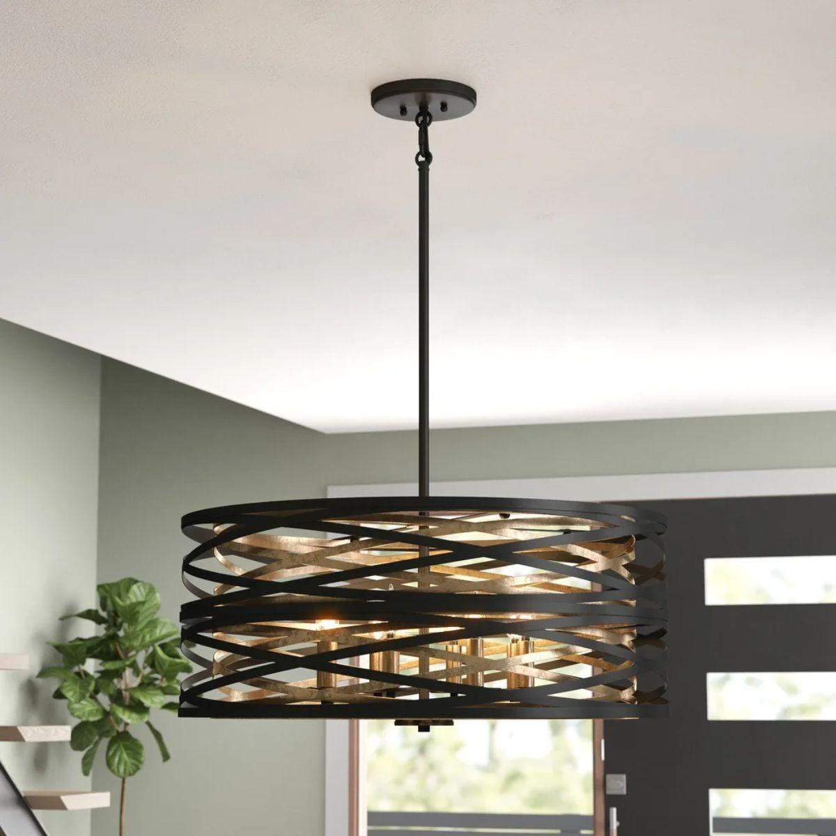 Vortic Flow 30 in. 8 Lights Pendant Light Dark Bronze & Gold Finish - Bees Lighting