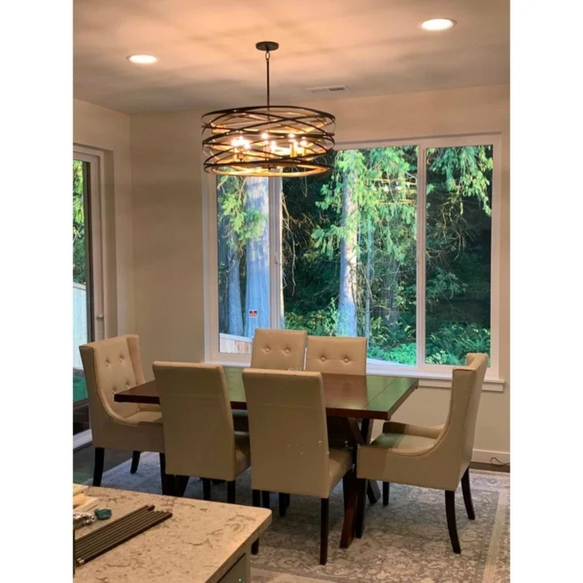 Vortic Flow 30 in. 8 Lights Pendant Light Dark Bronze & Gold Finish - Bees Lighting