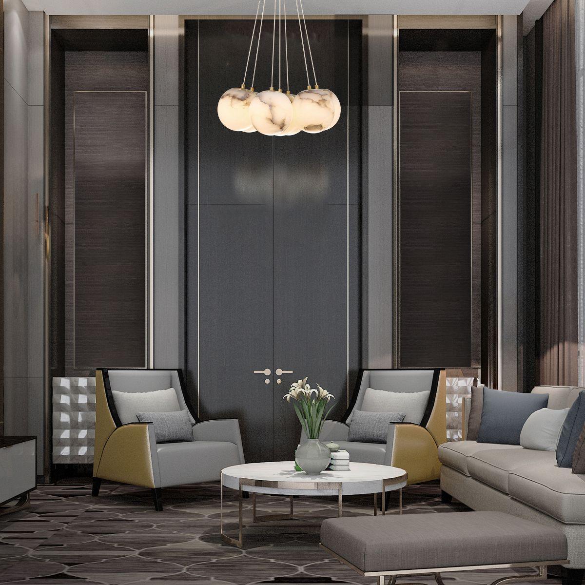 Kepler 18 in. 7 Lights LED Chandelier gold Finish - Bees Lighting