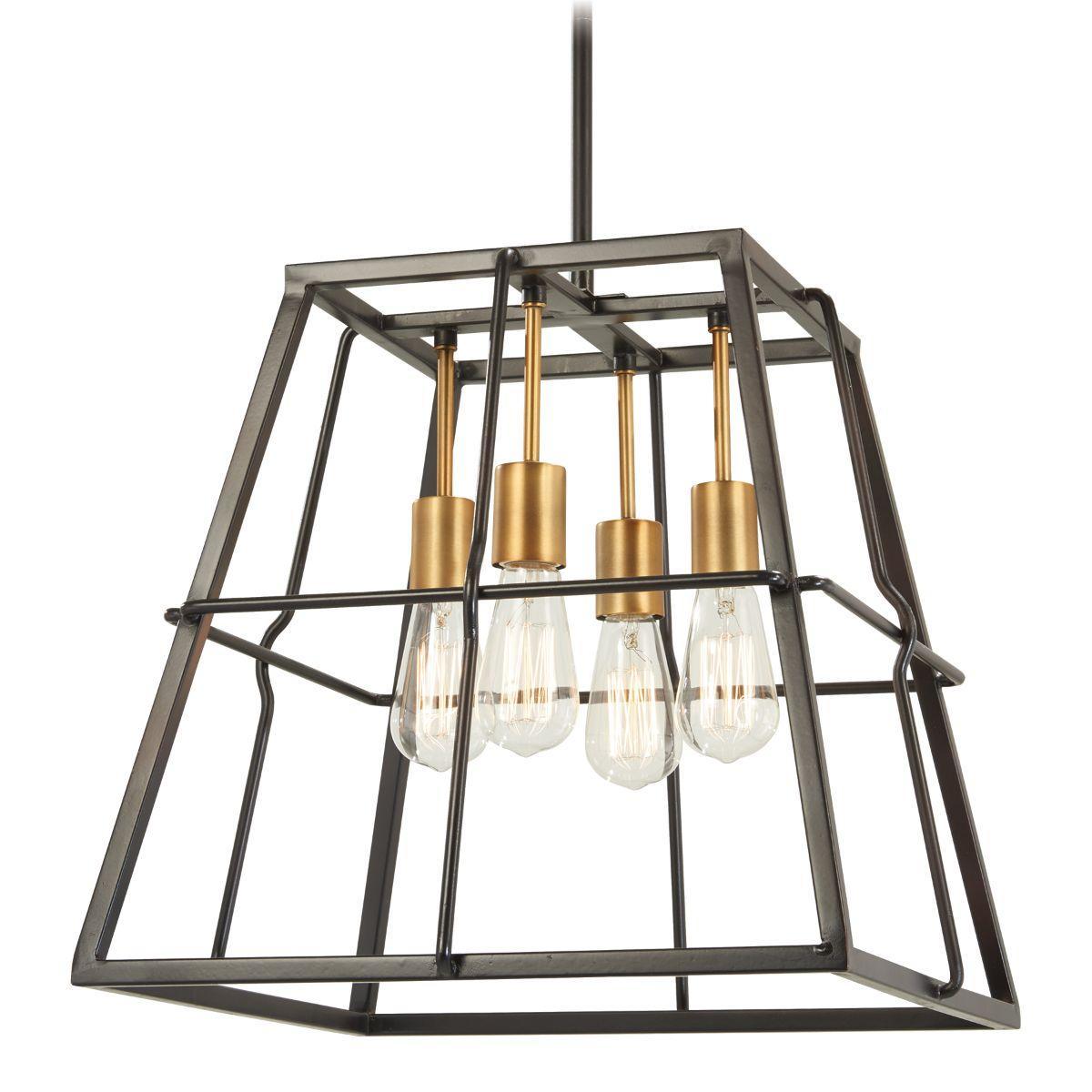 Keely Calle 18 in. 4 Lights Pendant Light Bronze & Brass Finish - Bees Lighting