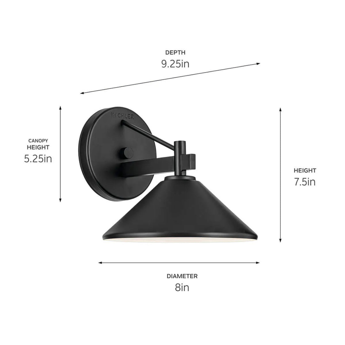 Ripley 8" 1-Light Outdoor Wall Light, Black Finish - Bees Lighting