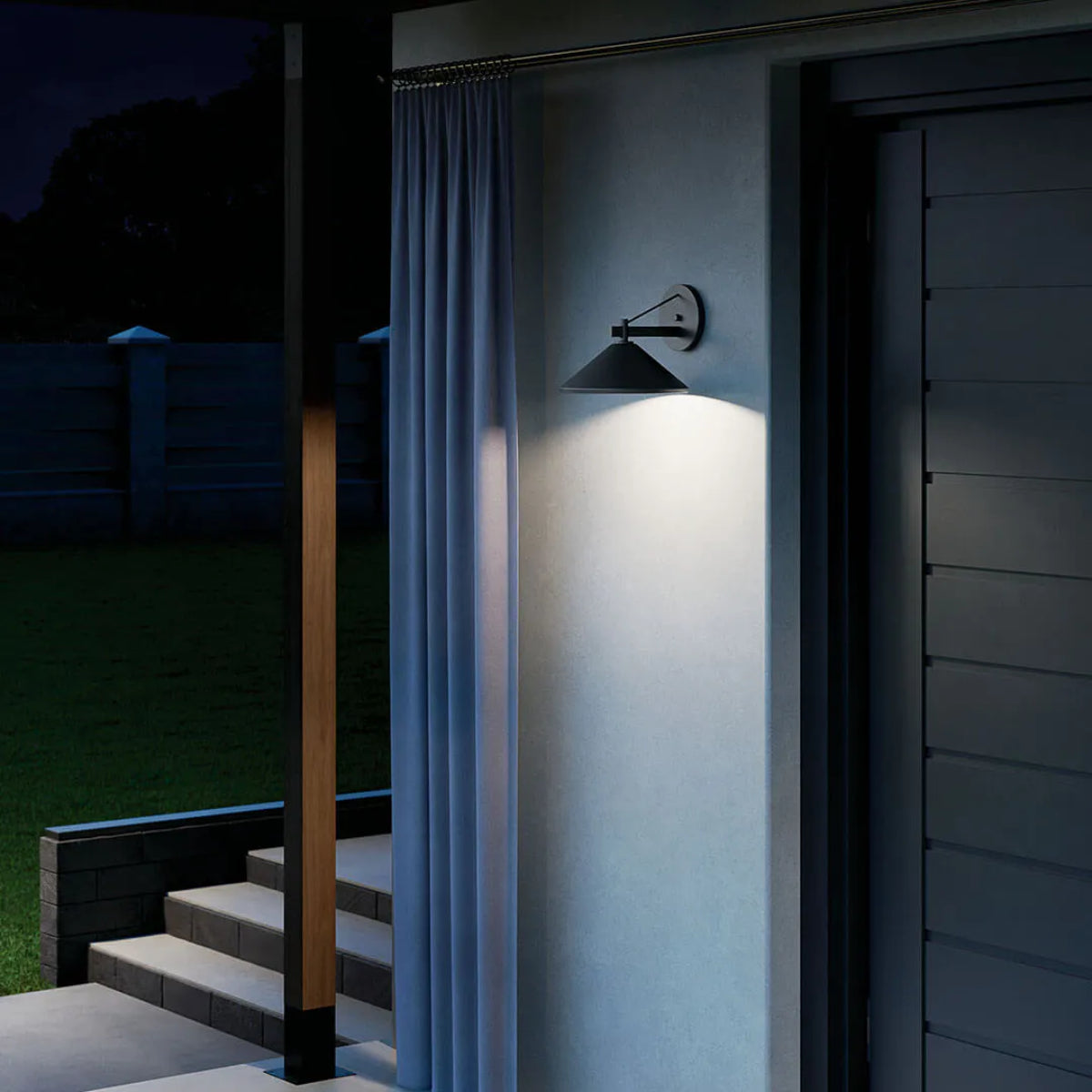 Ripley 12" 1-Light Outdoor Wall Light, Black Finish - Bees Lighting