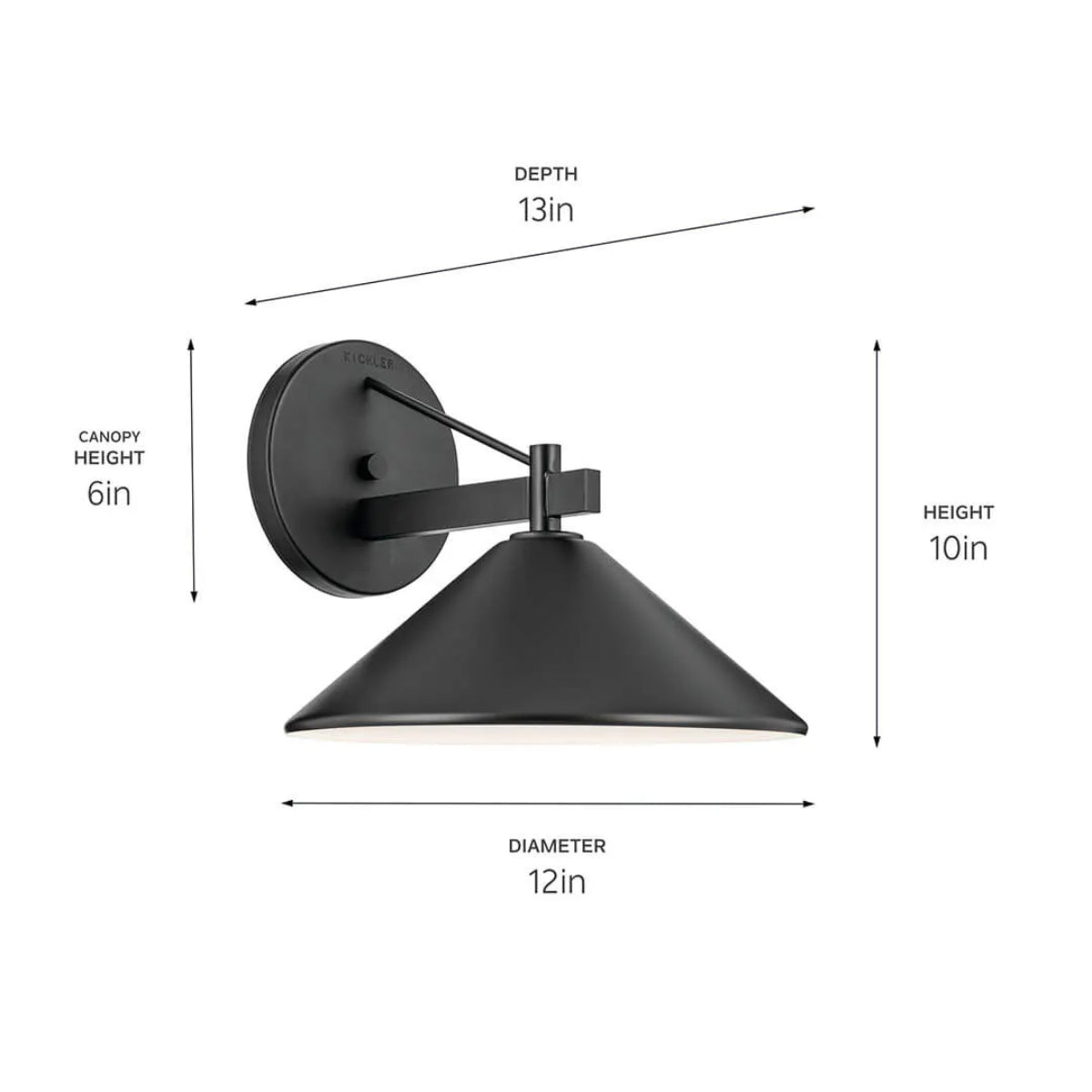Ripley 12" 1-Light Outdoor Wall Light, Black Finish - Bees Lighting