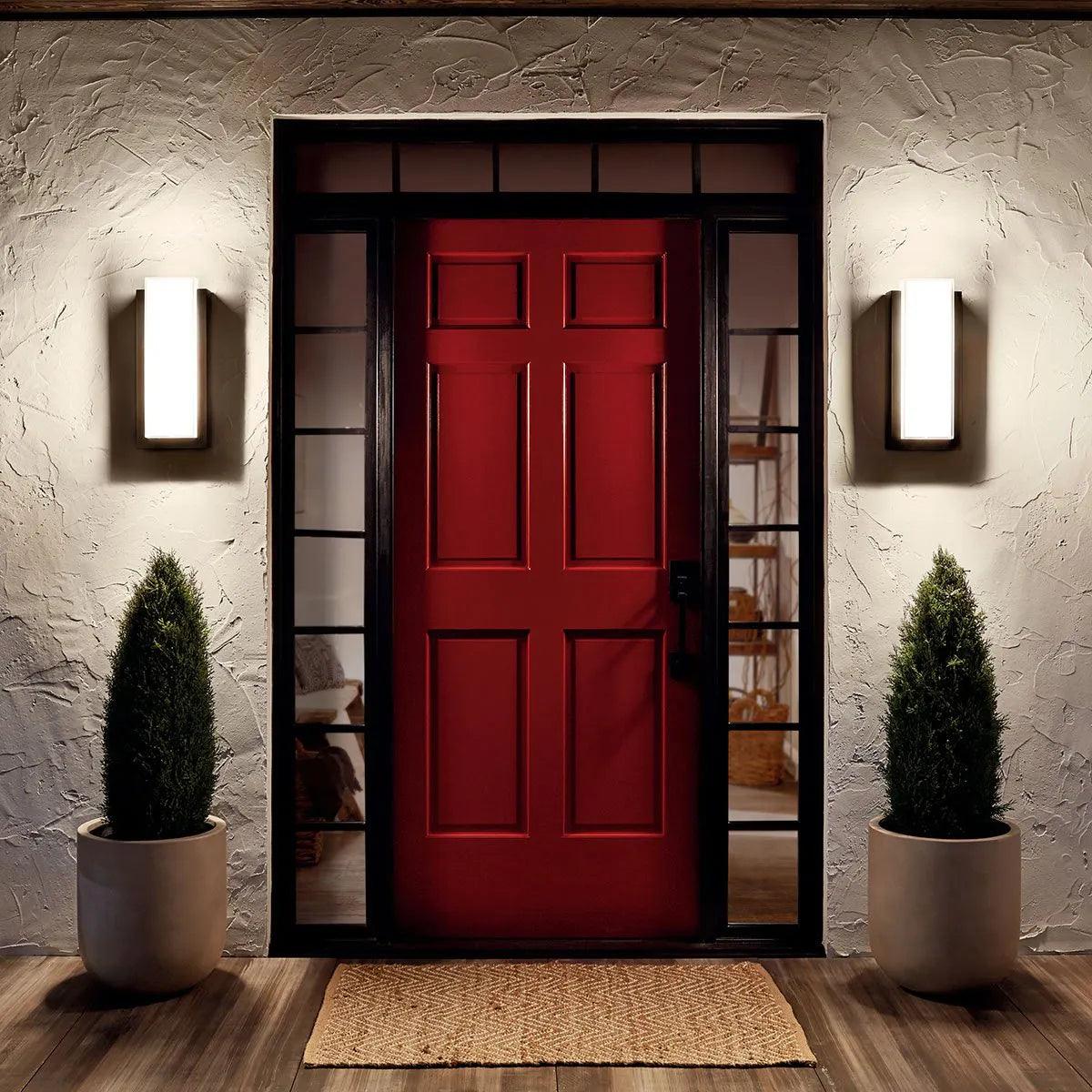 Dahlia 19 In 2-Lights LED Outdoor Wall Light With Painted White Inside Glass, Bronze Finish - Bees Lighting