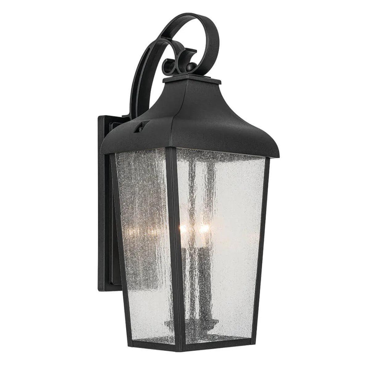 Forestdale 21 In 2-Lights Outdoor Wall Light With Clear Seeded Glass, Black - Bees Lighting