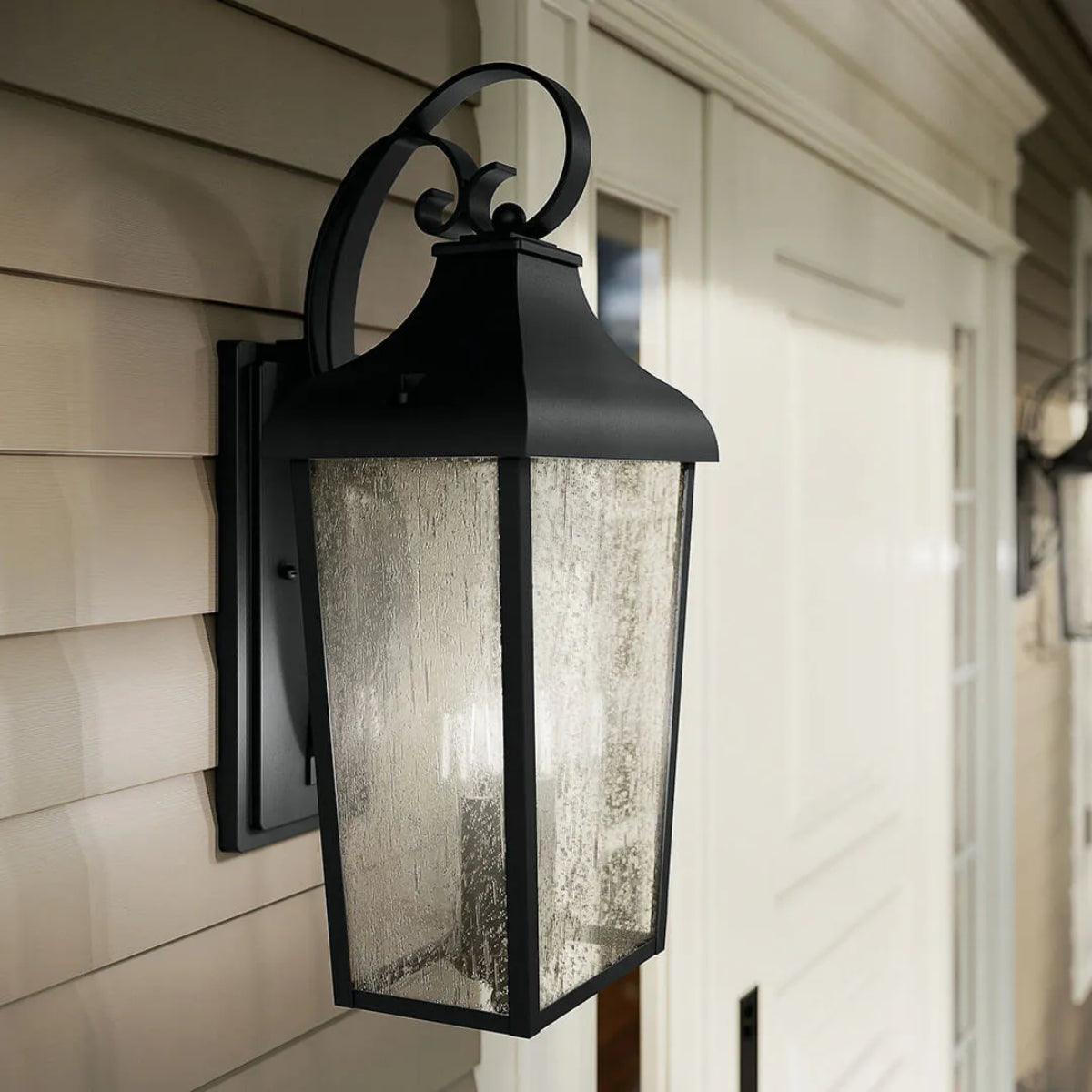 Forestdale 21 In 2-Lights Outdoor Wall Light With Clear Seeded Glass, Black - Bees Lighting