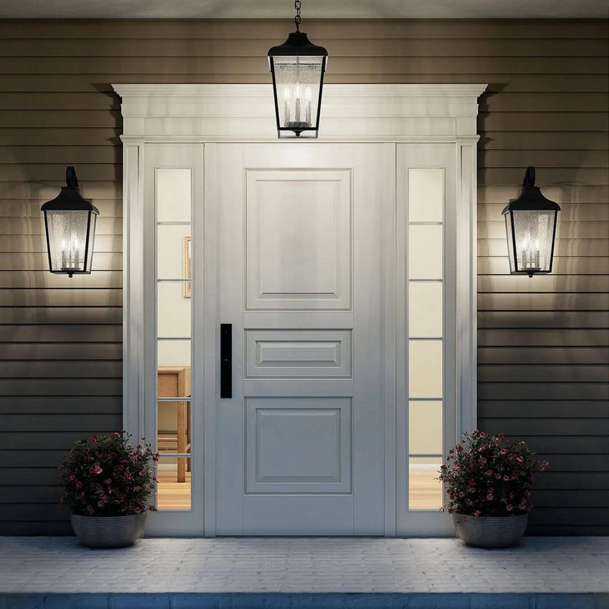 Forestdale 21 In 2-Lights Outdoor Wall Light With Clear Seeded Glass, Black - Bees Lighting