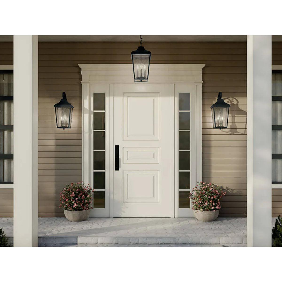 Forestdale 21 In 2-Lights Outdoor Wall Light With Clear Seeded Glass, Black - Bees Lighting