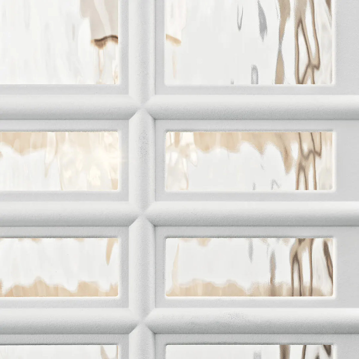 Beacon Square 12" 1-Light Outdoor Wall Light With Clear Hammered Glass, White Finish - Bees Lighting