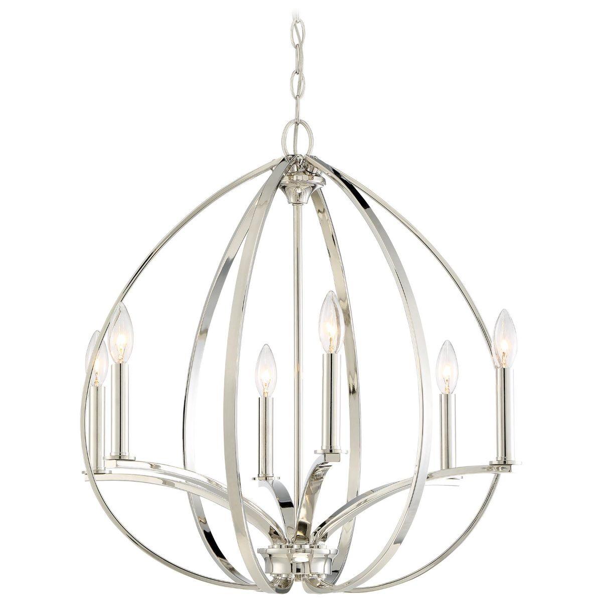 Tilbury 24 in. 6 Lights Chandelier Polished Nickel finish - Bees Lighting
