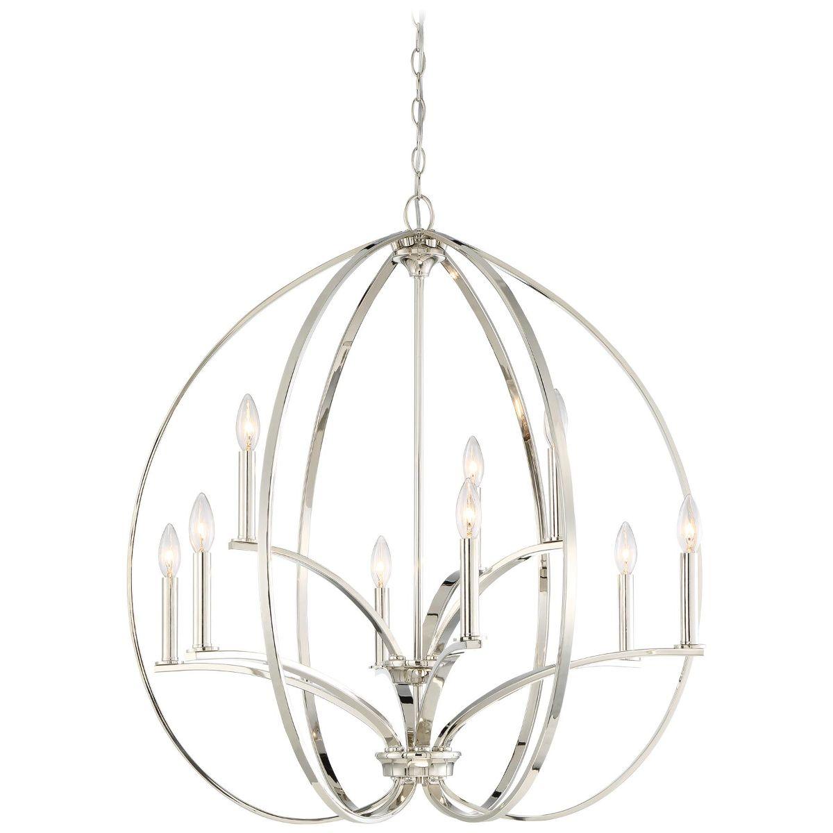 Tilbury 30 in. 9 Lights Chandelier Polished Nickel finish - Bees Lighting