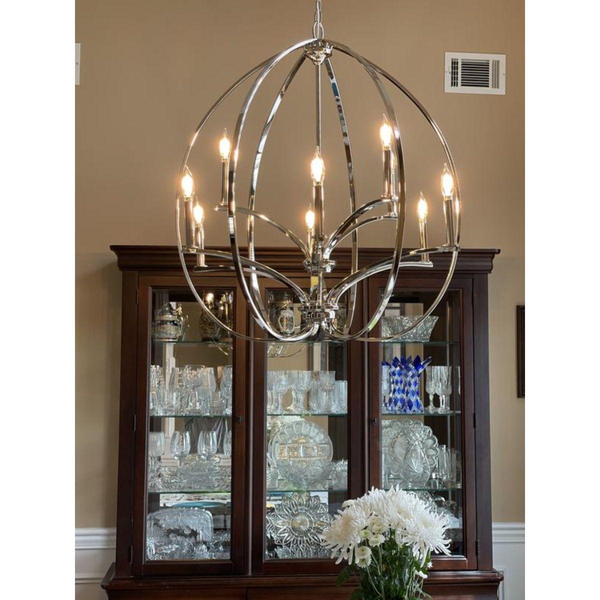 Tilbury 30 in. 9 Lights Chandelier Polished Nickel finish - Bees Lighting