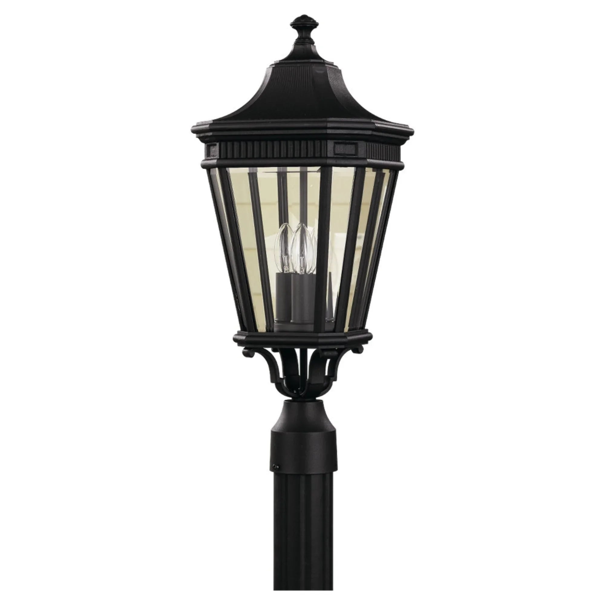 Cotswold Lane 23" 3-Light Small Post Lantern, Black Finish with Clear Glass - Bees Lighting