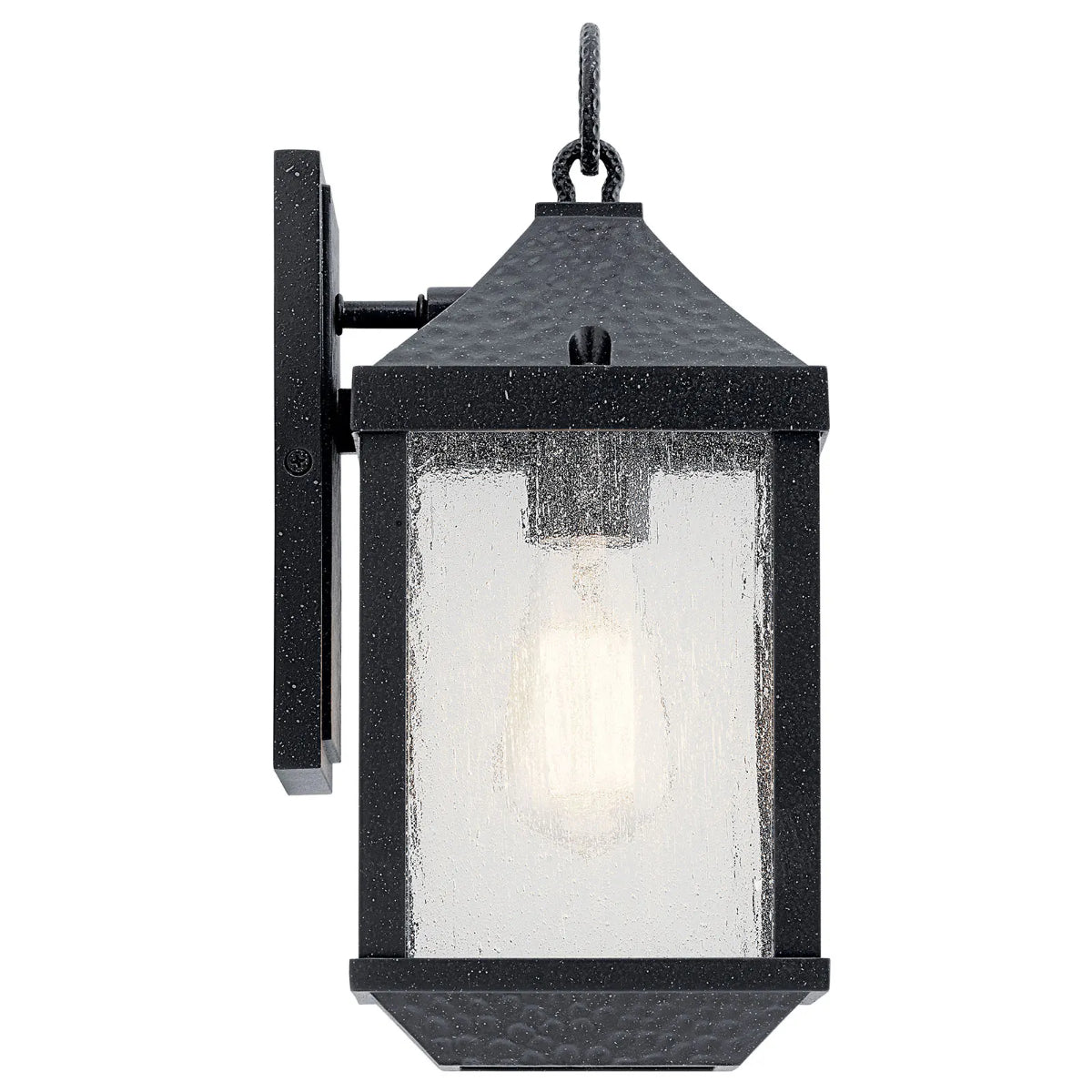 Springfield 14" 1-Light Outdoor Wall Light With Clear Seeded Glass, Black Finish - Bees Lighting