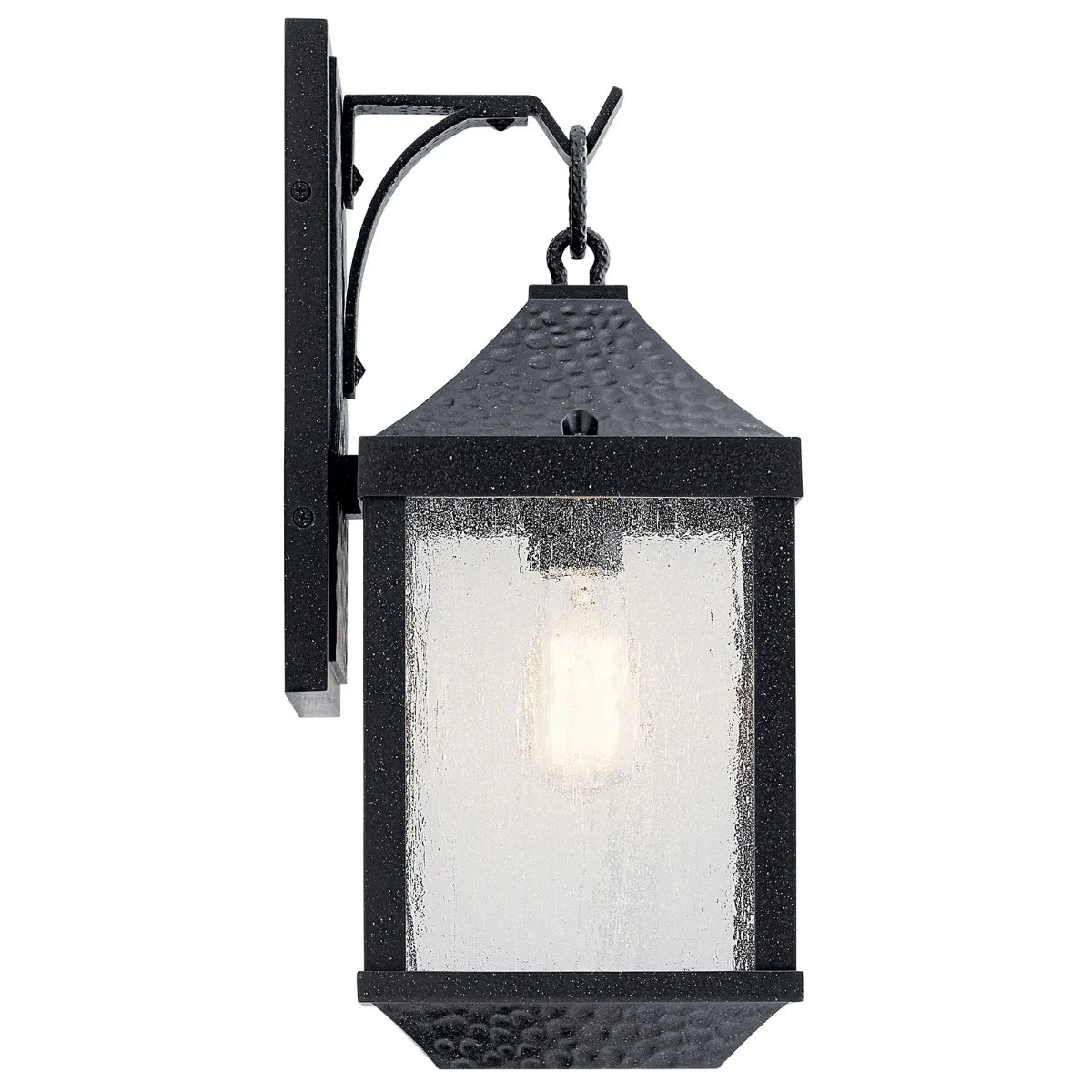 Springfield 18" 1-Light Outdoor Wall Light With Clear Seeded Glass, Black Finish - Bees Lighting