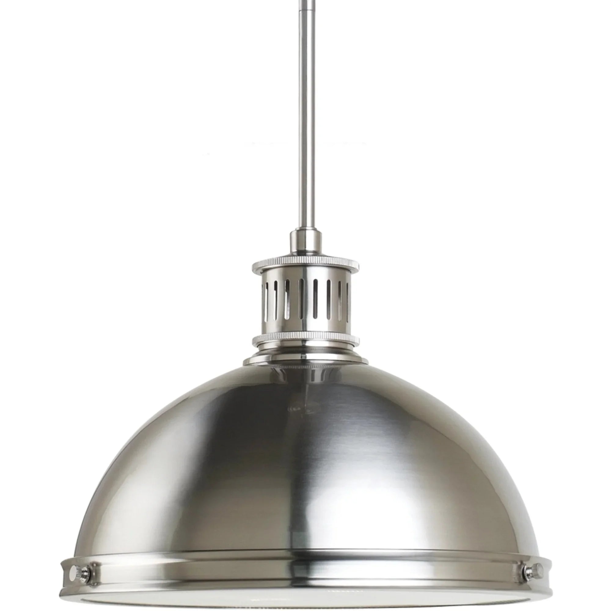 Pratt Street Metal 13" 2-Light Pendant, Brushed Nickel Finish - Bees Lighting