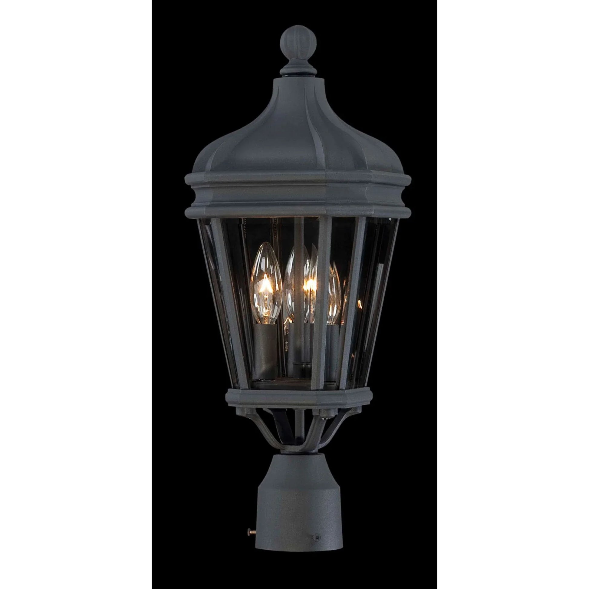 Harrison 20" 3-Light Outdoor Post Mount, Coal Finish - Bees Lighting
