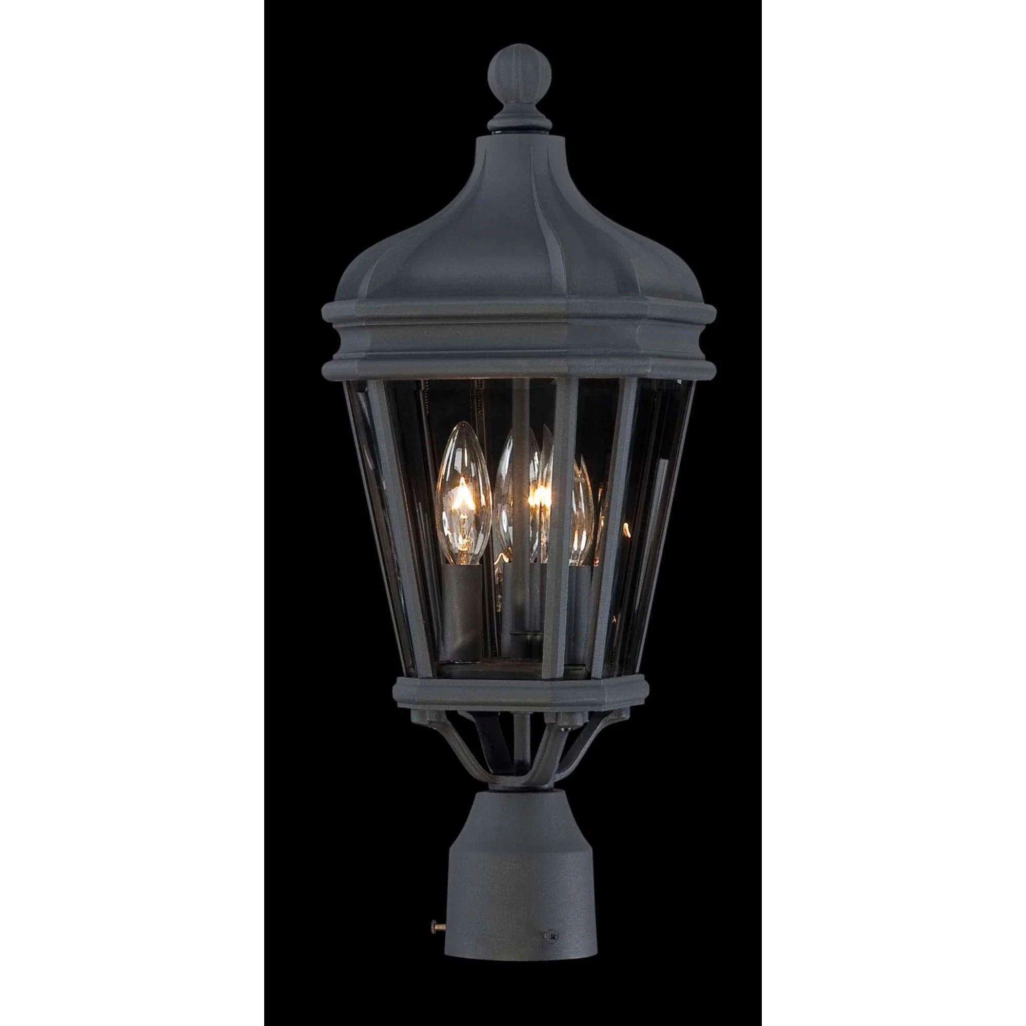 Harrison 20" 3-Light Outdoor Post Mount, Coal Finish - Bees Lighting