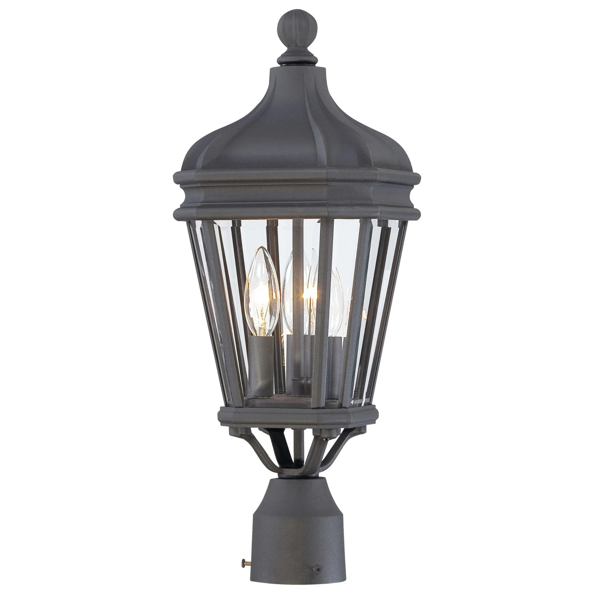 Harrison 20" 3-Light Outdoor Post Mount, Coal Finish - Bees Lighting