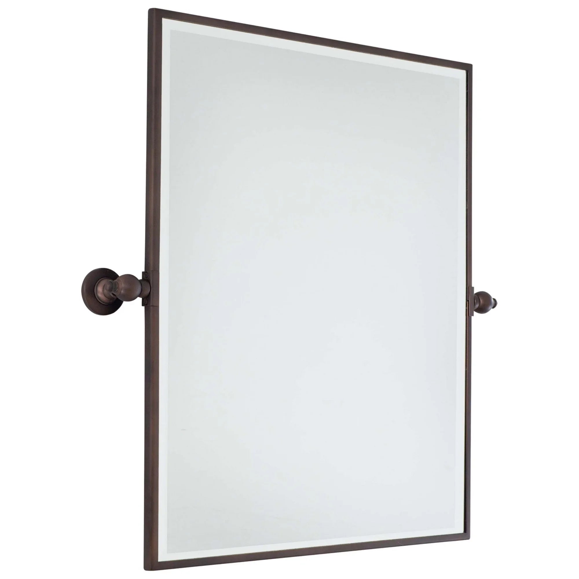 Pivoting Mirrors 30.25" x 29.5" Beveled XL Rectangle Mirror, Dark Brushed Bronze Finish - Bees Lighting