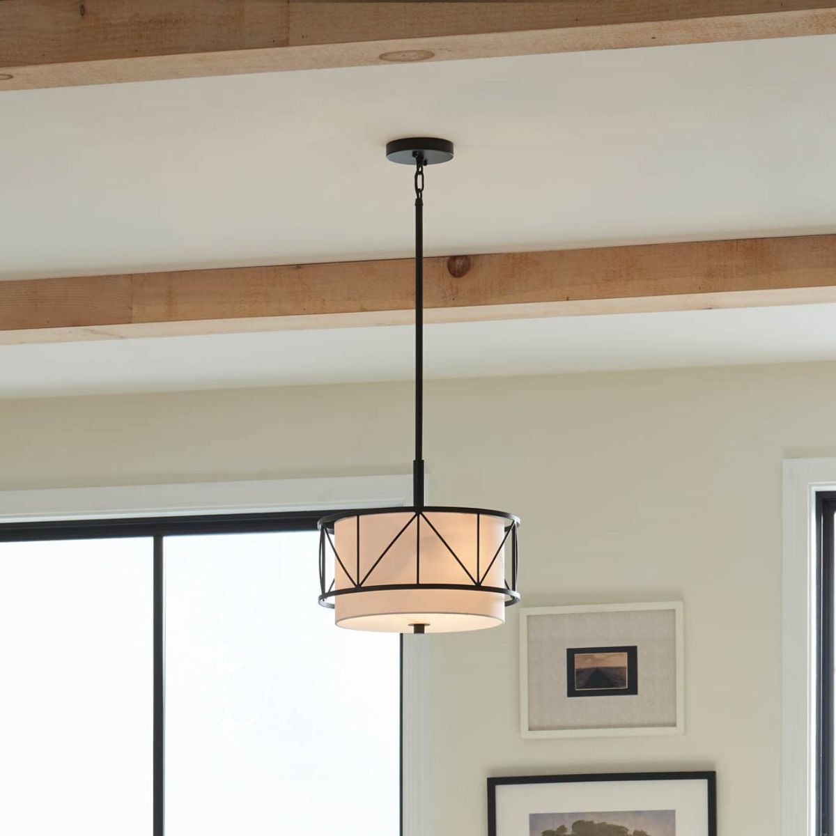 Birkleigh 14 in. 3 Lights Convertible Pendant/Semi Flush Mount Light Black finish - Bees Lighting