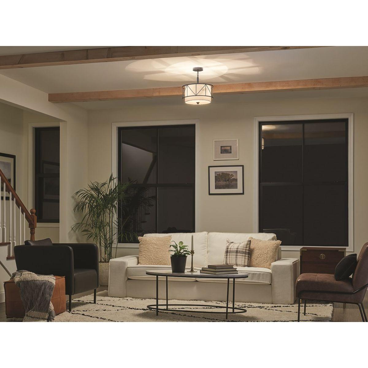 Birkleigh 14 in. 3 Lights Convertible Pendant/Semi Flush Mount Light Black finish - Bees Lighting