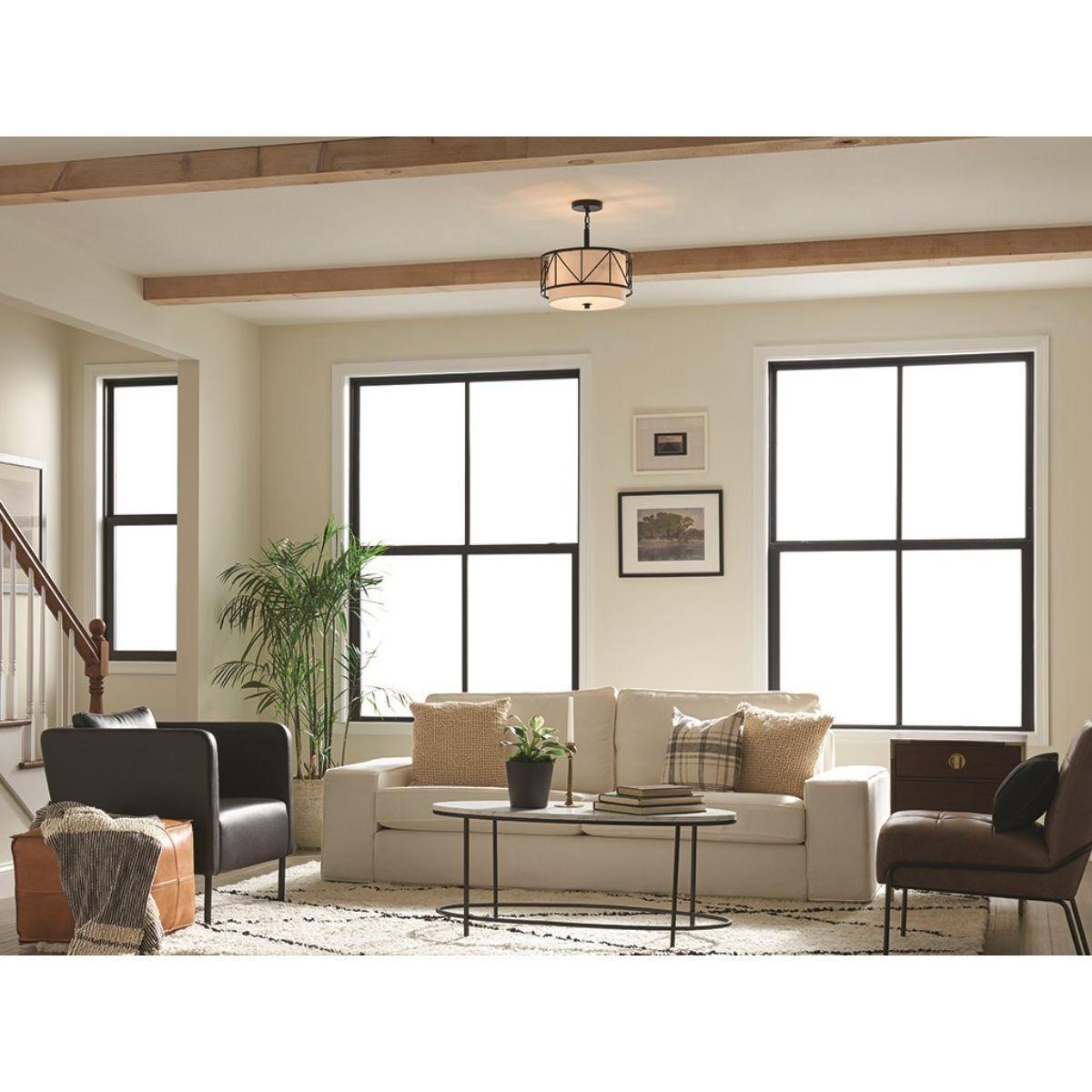 Birkleigh 14 in. 3 Lights Convertible Pendant/Semi Flush Mount Light Black finish - Bees Lighting