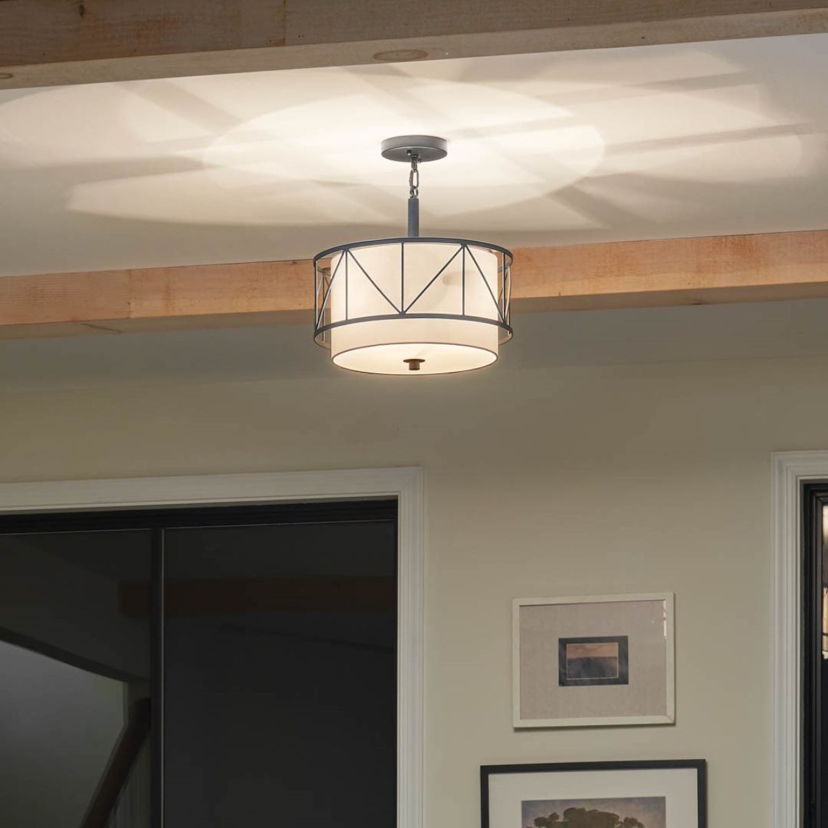 Birkleigh 14 in. 3 Lights Convertible Pendant/Semi Flush Mount Light Black finish - Bees Lighting