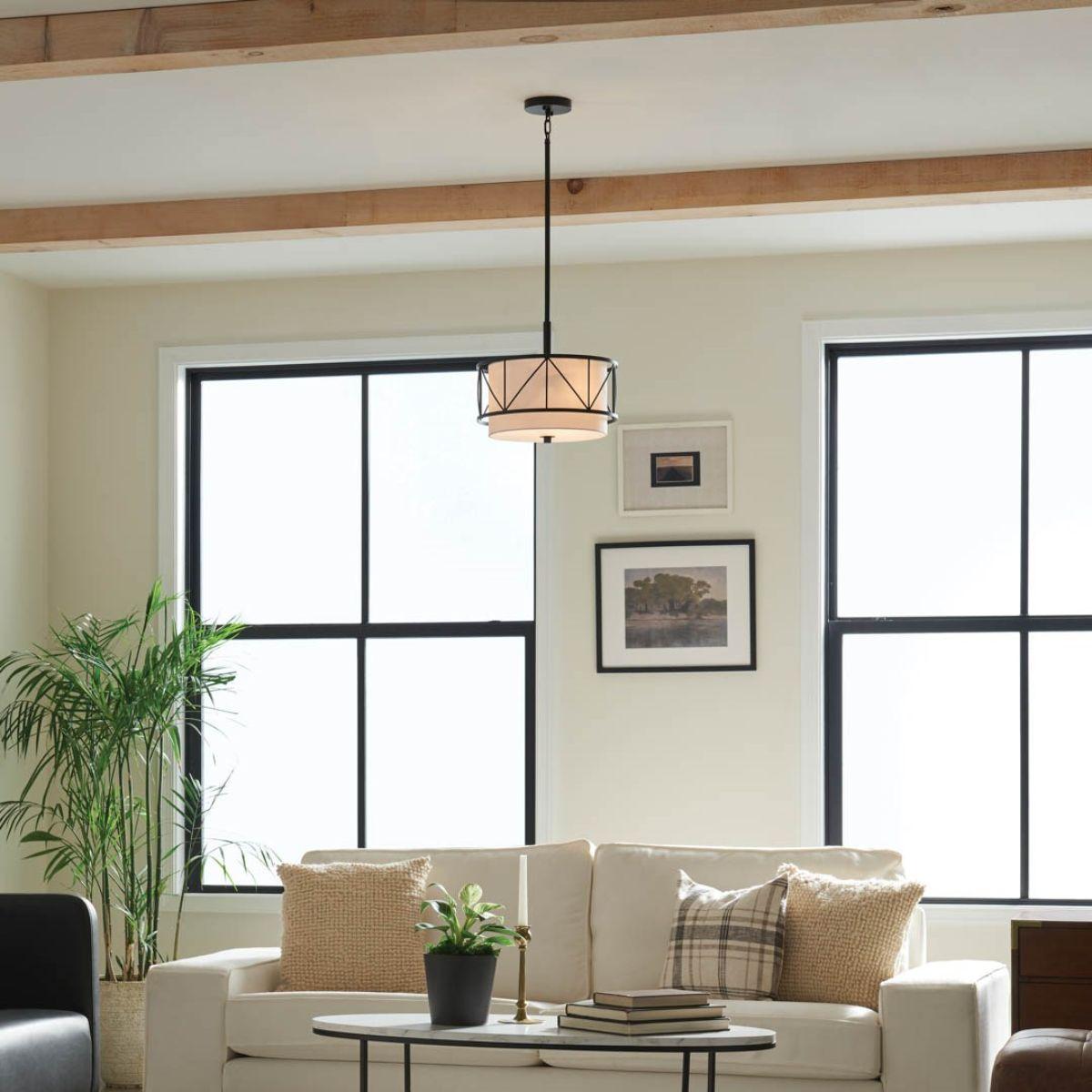 Birkleigh 14 in. 3 Lights Convertible Pendant/Semi Flush Mount Light Black finish - Bees Lighting