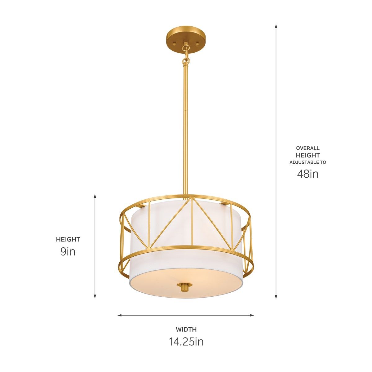 Birkleigh 14 in. 3 Lights Convertible Pendant/Semi Flush Mount Light Gold finish - Bees Lighting