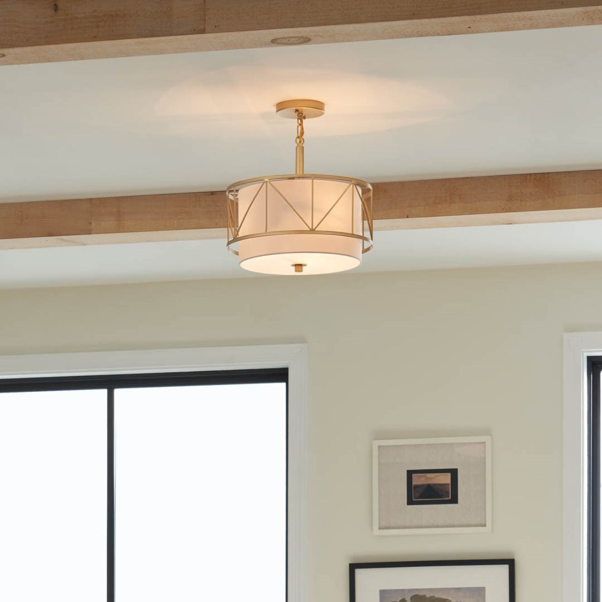 Birkleigh 14 in. 3 Lights Convertible Pendant/Semi Flush Mount Light Gold finish - Bees Lighting